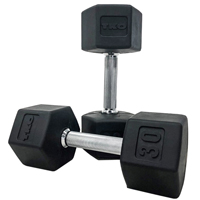 TKO 804SXR 6 Sided Rubber Hex Dumbbells Straight Handle