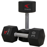TKO 816TXU 6 Sided Urethane Hex Dumbbells Tri Grip Handle