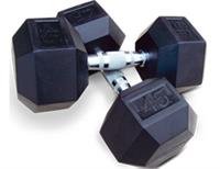 Rubber and Urethane Hex Dumbbells