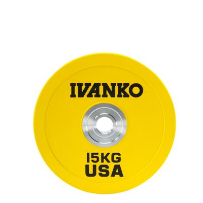 IVANKO OBPXC Olympic Bumper Plates - 15KG Yellow - (1 pair)