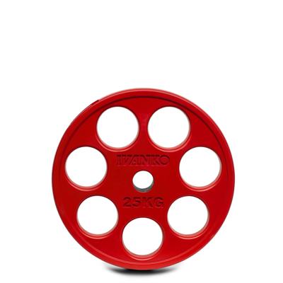 IVANKO ROEZH Rubber Encased E-Z Lift Olympic Plates - 25KG Red