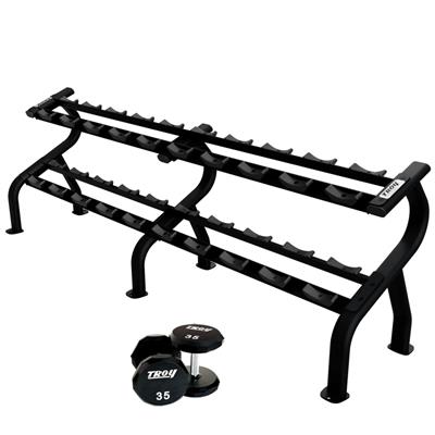 Troy Urethane 12 Sided Dumbbell Set with Rack - 5 to 50LB - DR10 Troy Urethane 12 Sided Dumbbell Set with Rack - 5 to 50LB - DR10