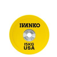 IVANKO OBPXC Olympic Bumper Plates - 15KG Yellow - (1 pair)